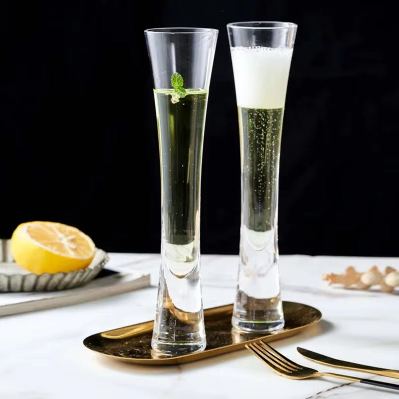 Ereganto Champagne Glasses Glitter Flutes Clear Cups Bubble Wine Tulip Cocktail for Bar Party Gift Wedding Bubbly Wine Glasses