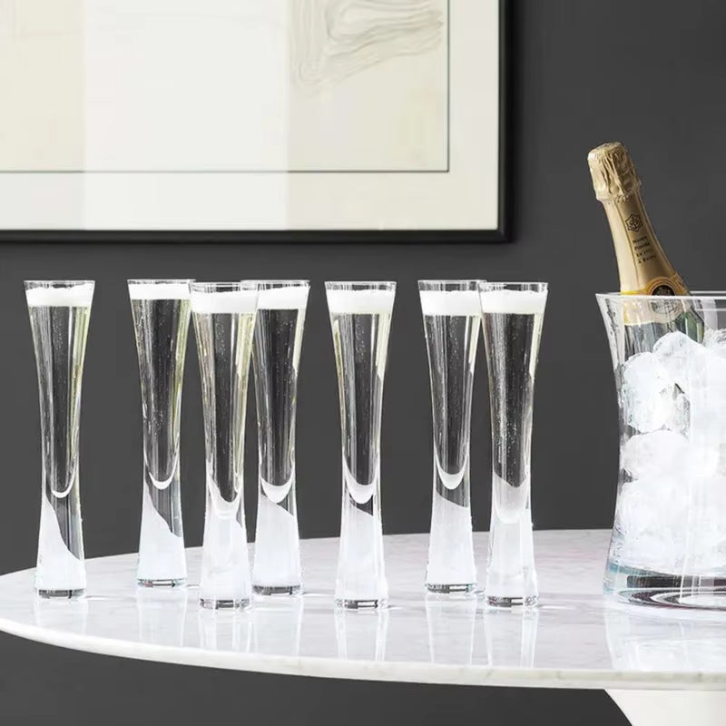 Ereganto Champagne Glasses Glitter Flutes Clear Cups Bubble Wine Tulip Cocktail for Bar Party Gift Wedding Bubbly Wine Glasses